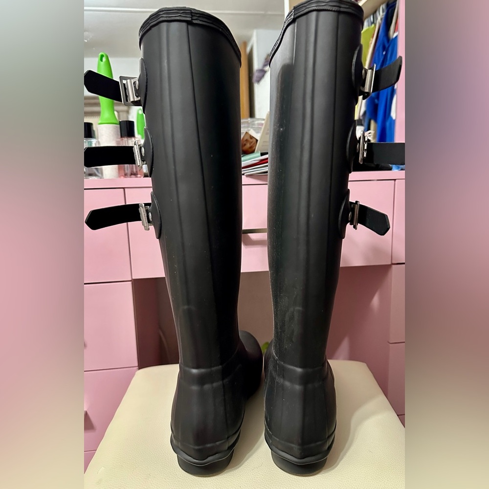 Hunter Original Tall Multi Buckle Boots Matte Black | Women’s Size 9 - Picture 2 of 4